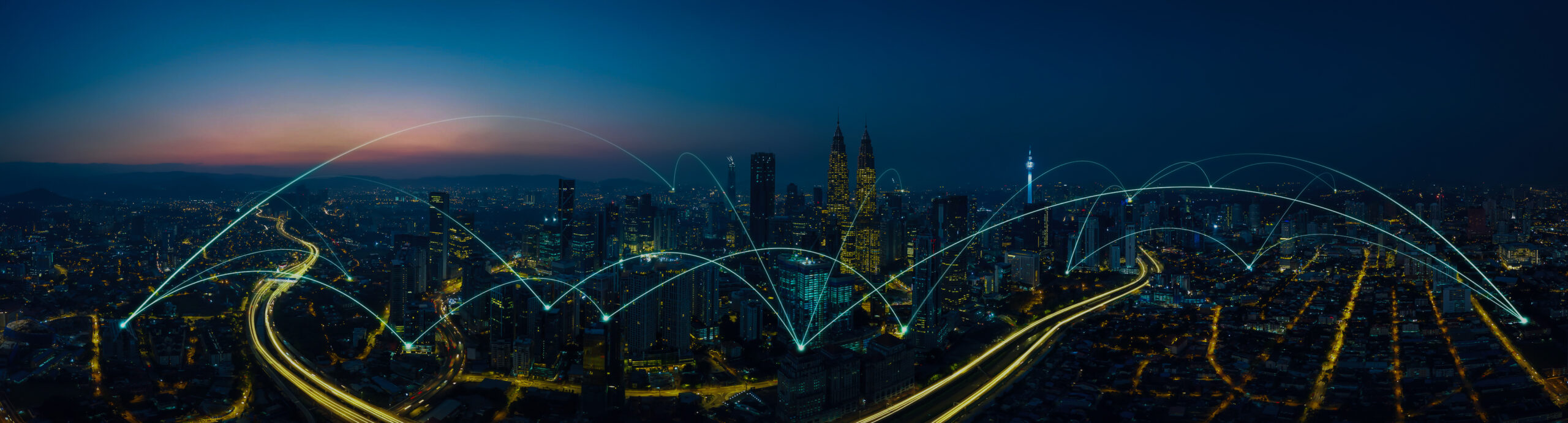 city scape and network connection concept